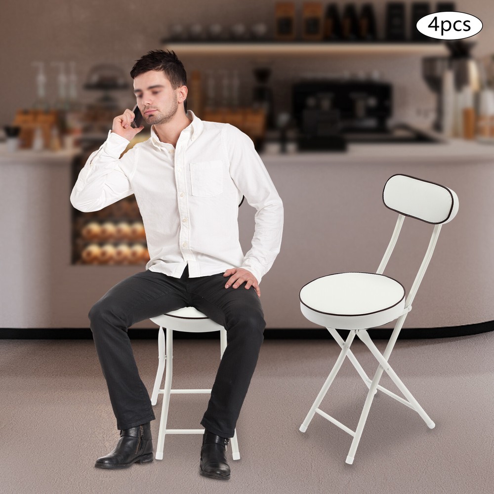Upholstered Counter Stool 4pcs Bar Stool Portable Folding Kitchen Dining Chair