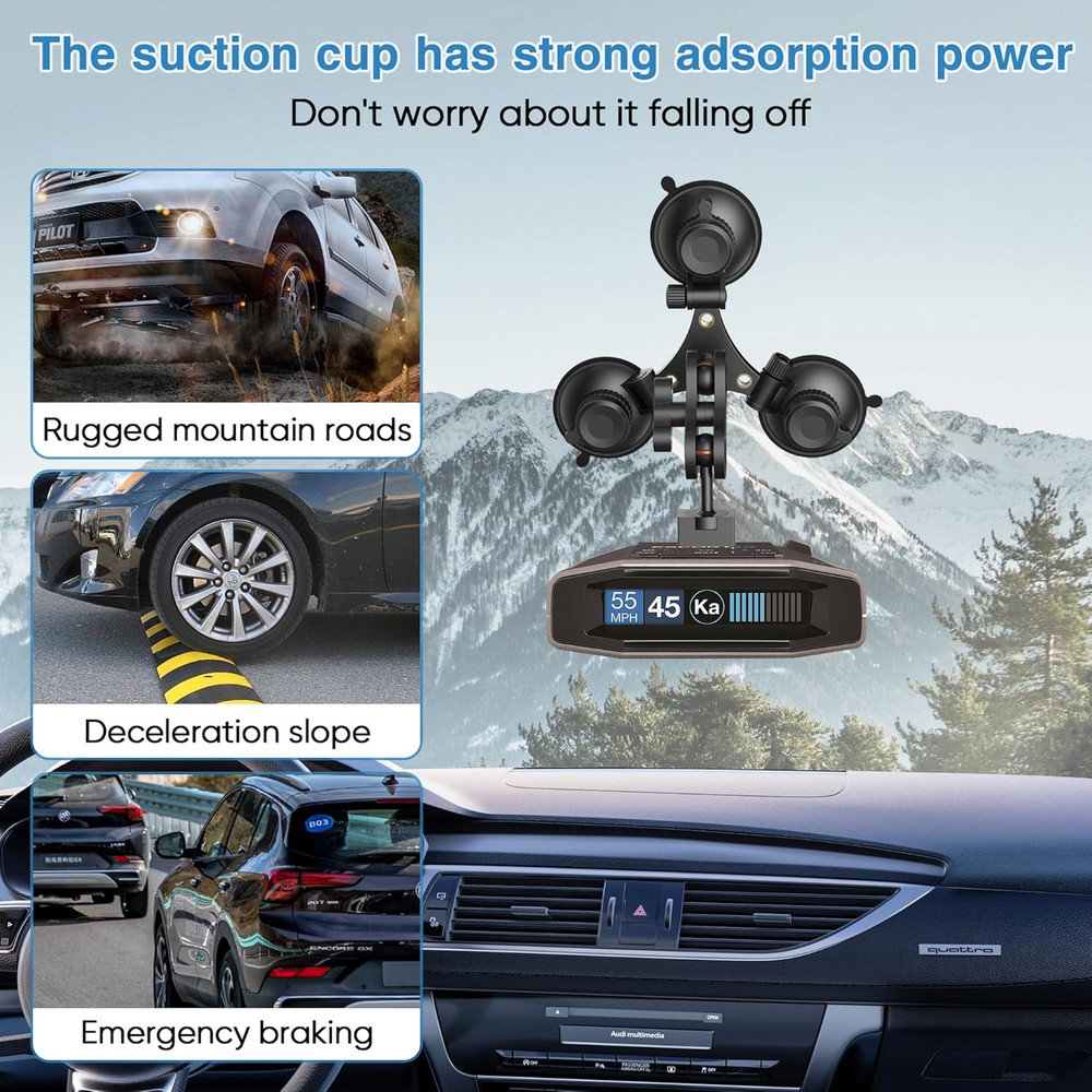 Radar Detector Mount, Triangular Suction Cup Mount,Windshield Radar Detector Suc