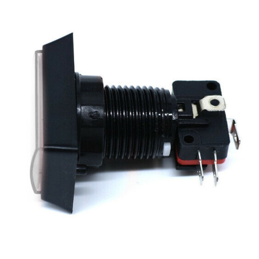 White Arcade Square Rectangle Buttons LED Push Illumilated W/ Microswitch E