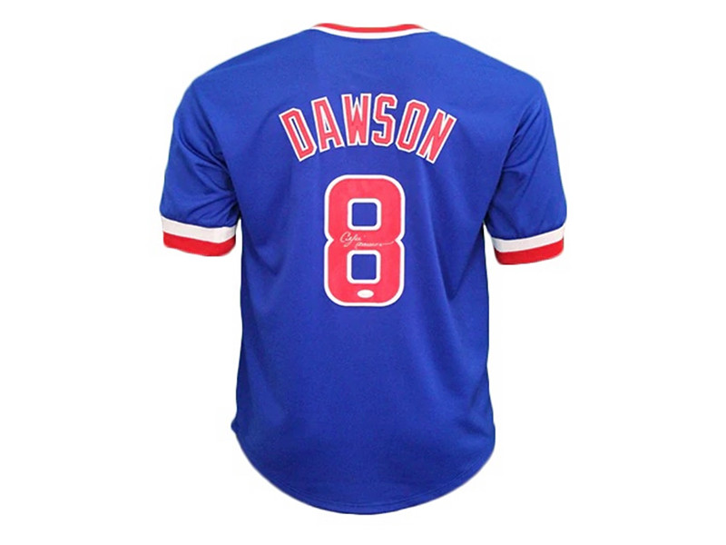 Andre Dawson Autographed Throwback Chicago Blue Baseball Jersey JSA