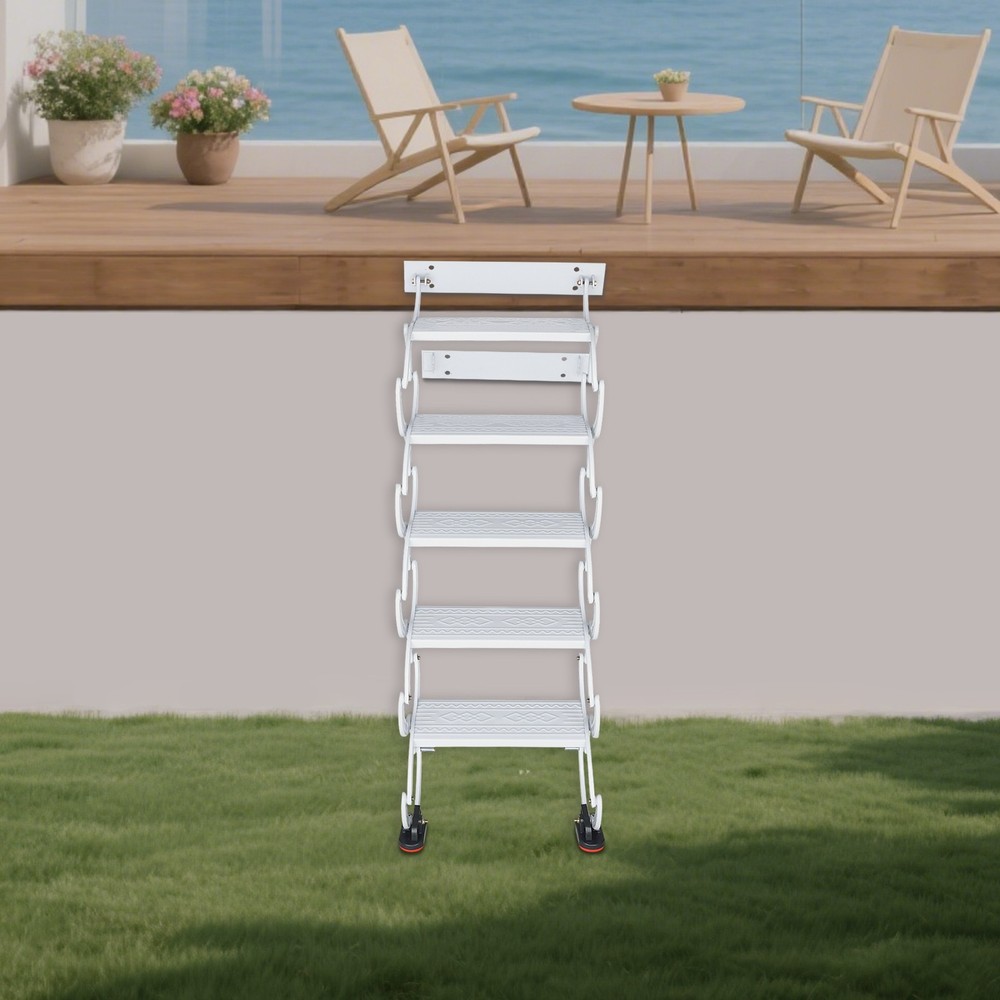 NEW Wall Mounted Attic Ladder Pull Down Telescoping Step Ladder 5 Steps Ladder