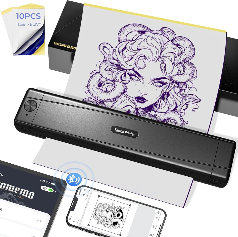 300DPI Tattoo Stencil Printer Machine, Wireless Bluetooth Thermal Tattoo Machine