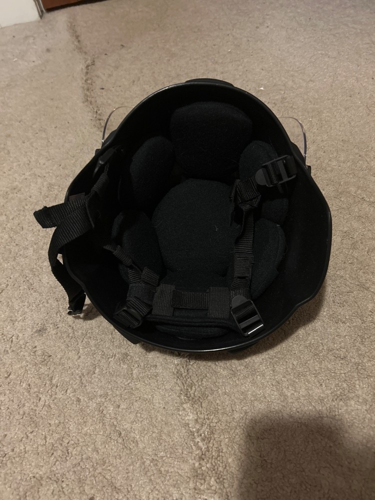 Prop/airsoft helmet, black with adjustable clear visor