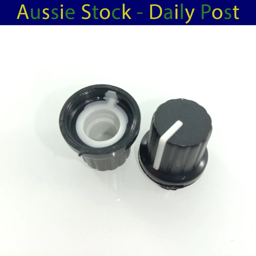 10pcs 6mm Diameter Shaft Hole Plastic Threaded Knurled Potentiometer Knobs Caps