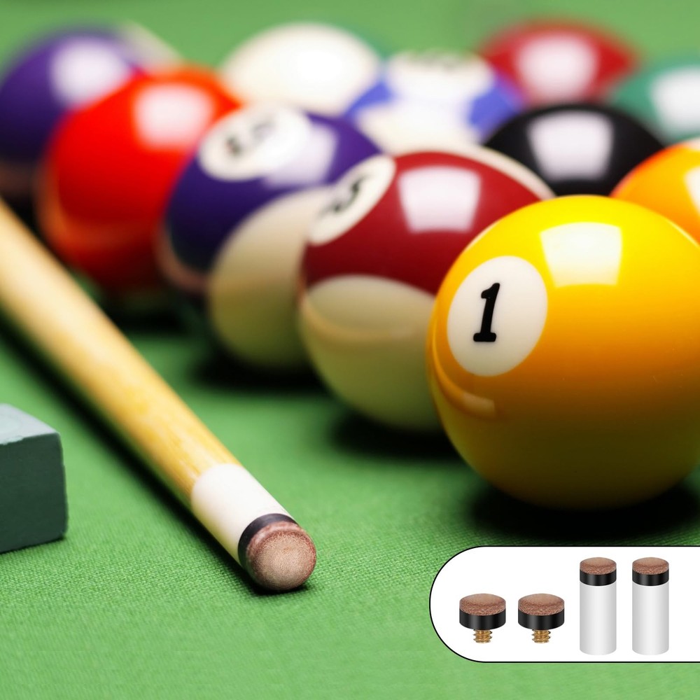 20 Set Billiard Cue Tips, 20PCS White Ferrules, Screw On Tips, Pool Stick