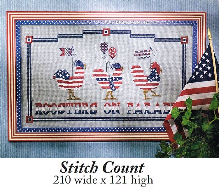 ROOSTER ON PARADE  CROSS STITCH PATTERN ONLY -  QQP