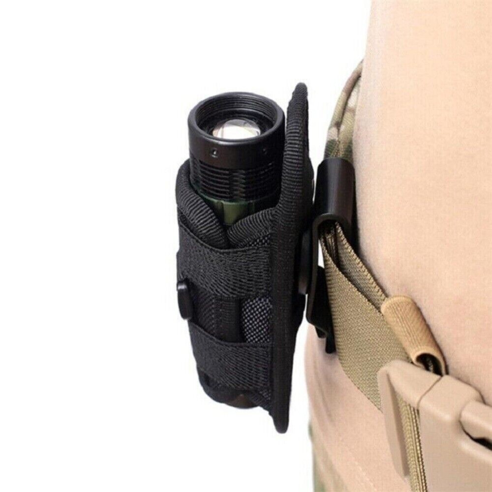 Tactical Flashlight Holder Molle Pouches 360° Rotatable Flashlight Case Pocket
