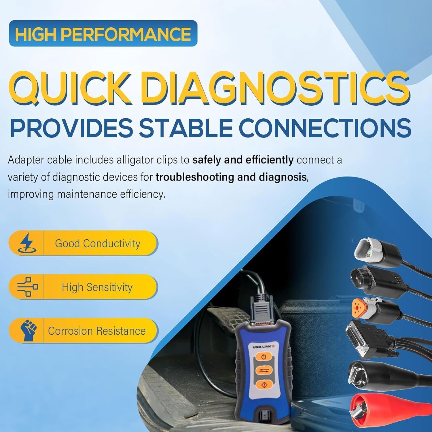 MPS-493033 Diagnostic Adapter Cable for Cummins 3-Pin Deutsch USB-Link 2 Link 3