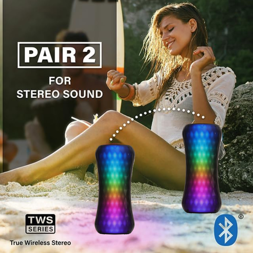 DUAL 3" Portable Rechargeable MultiColor LED Party Light 2500W Bluetooth Speaker