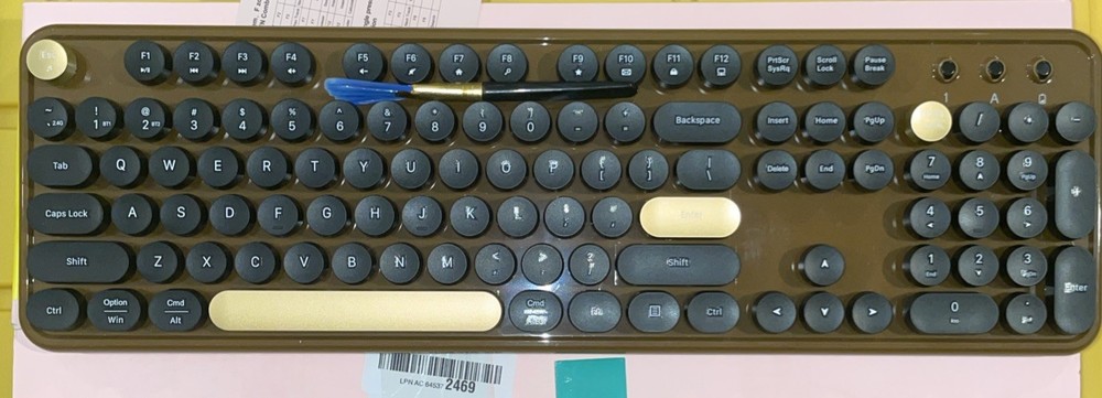 Wireless Bluetooth Keyboard, Retro Typewriter Style Keyboard, Full-Size with ...