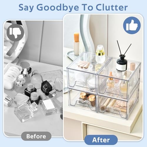 Plastic Drawers Storage, 6 Pack Clear Stackable Storage Drawers, 6Pack Standard