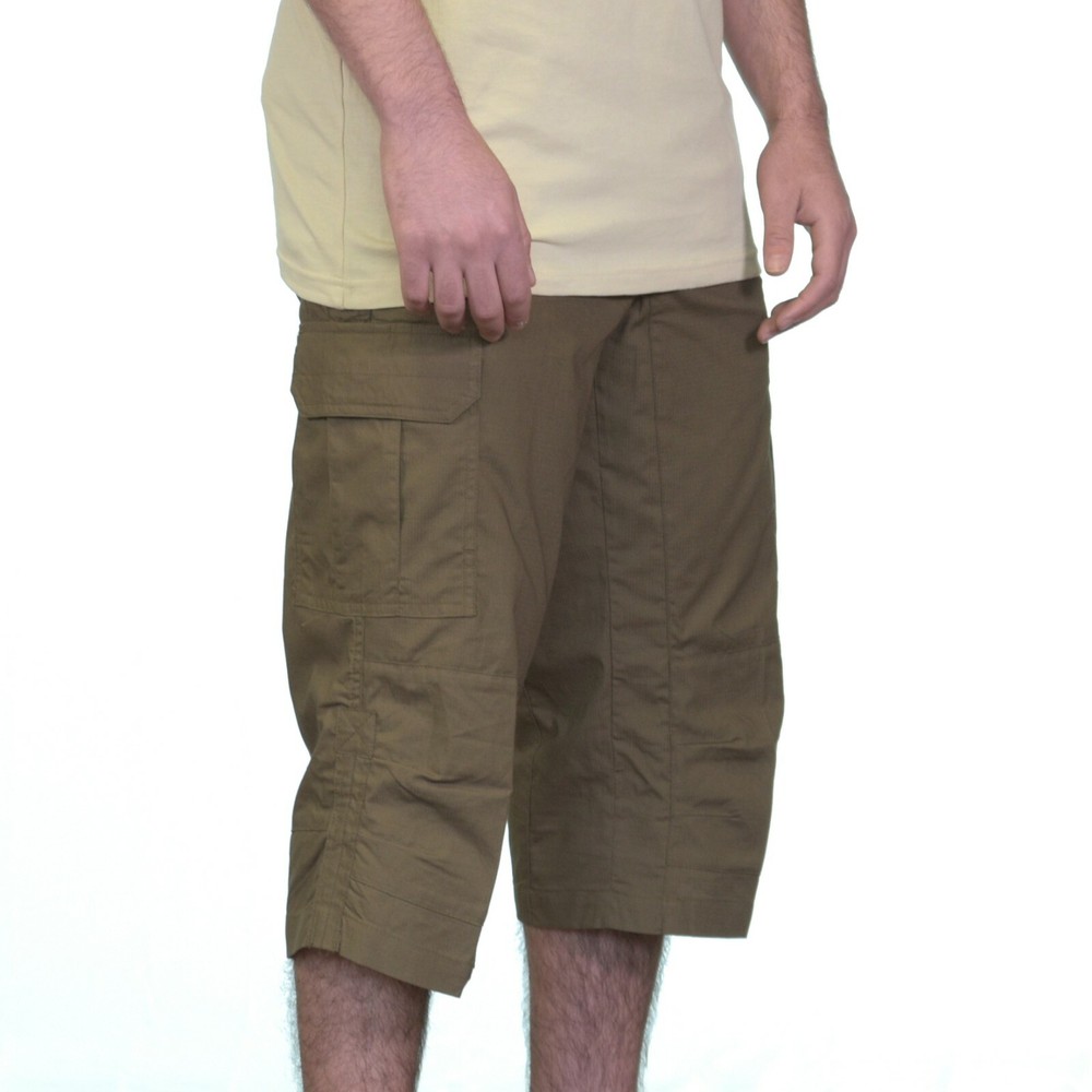 Men Long Cargo Shorts Brown