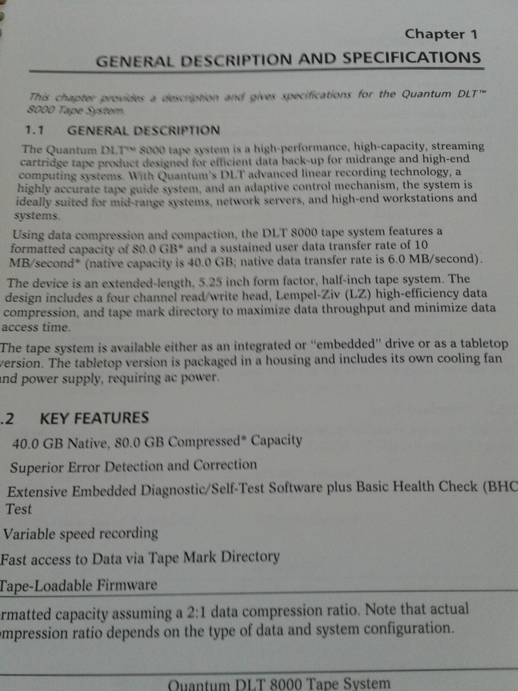 Computer Quantum DLT 8000 Tape System Product Manual 1999