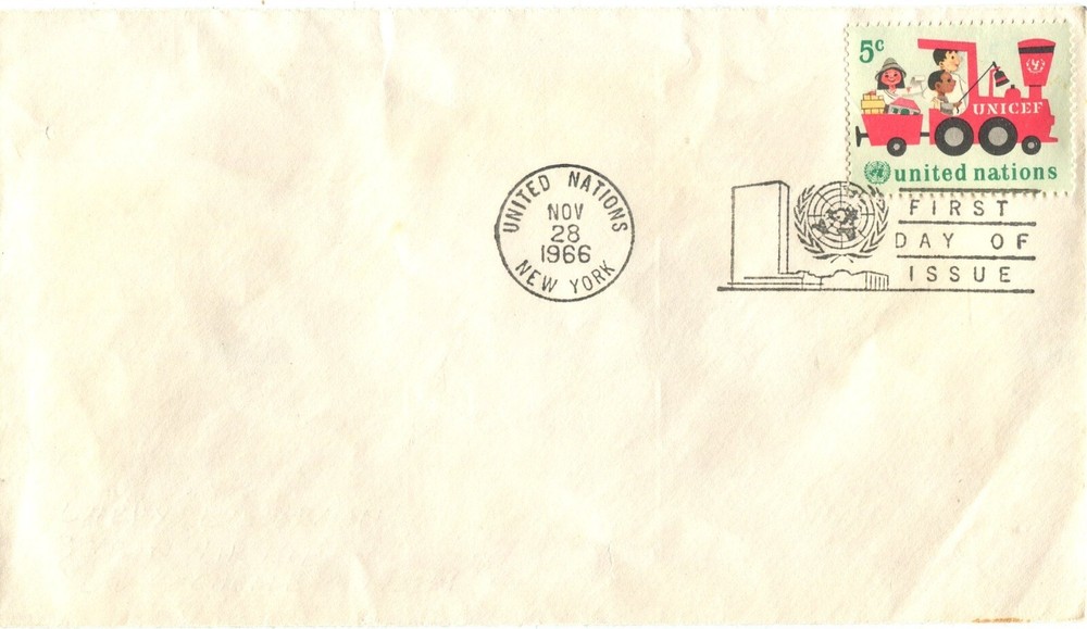 United Nations UNICEF 1966 First Day FDC Scott UN 162 unaddressed