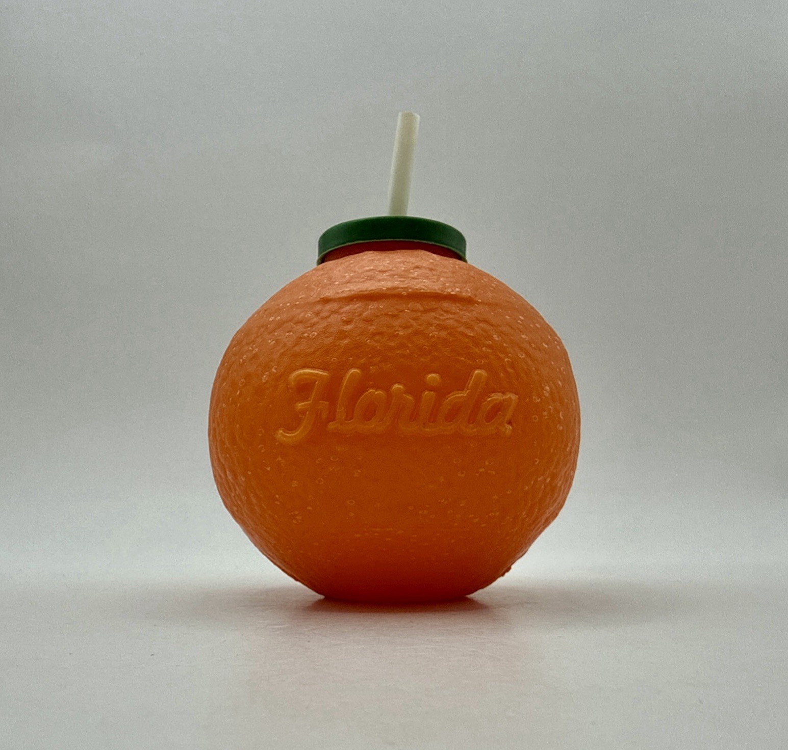 Vintage 1970’s Florida Orange Juice Souvenir Plastic Cup Container w/Lid & Straw