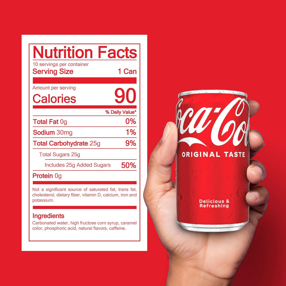 Fridge Pack Soda Soft Drinks, 7.5 fl oz Cans, 10 Pack - Mini Soda Cans