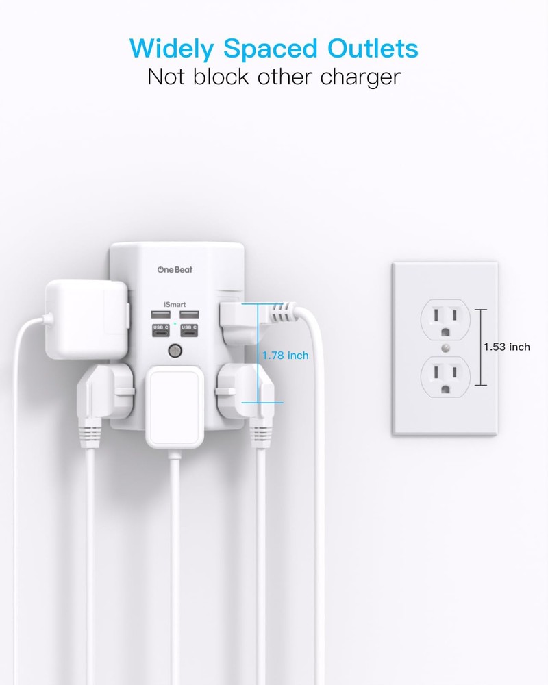 1680J 3 Side Power Strip Multi Plug Expander, Surge Protector, 5 Outlets Extende
