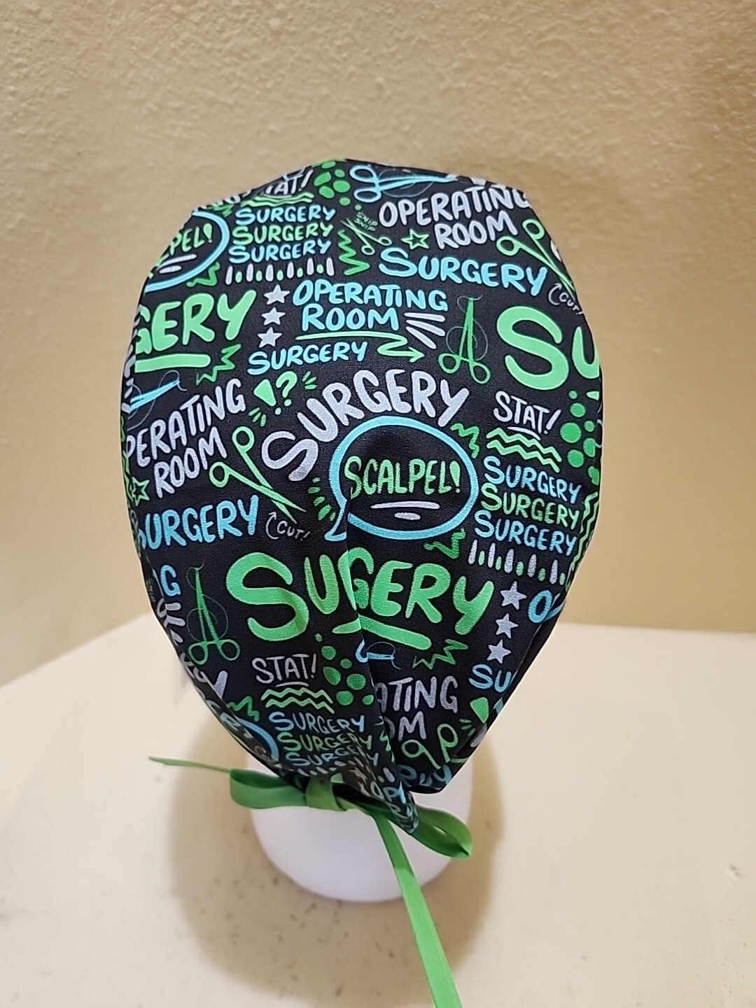 Surgery OR Scribble Men's Skull/Chemo Surgical Scrub Hat/Cap Handmade