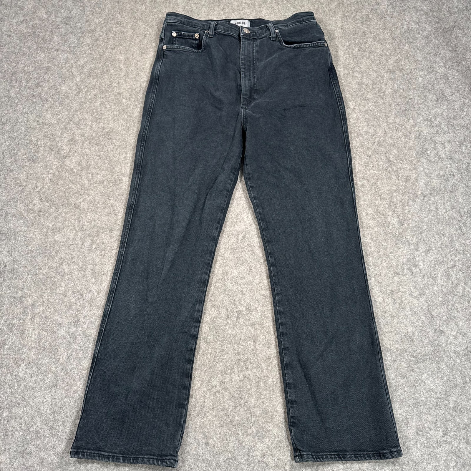 AGoldE Realm Black Denim Pinch Waist High Rise Kick Jeans Women's Size 30