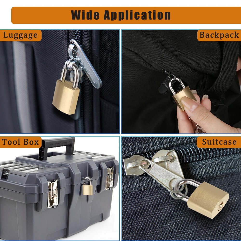 6Pack Small Locks with Same Keys, 0.98Inch (25mm) Wide Lock Body Solid Brass ...