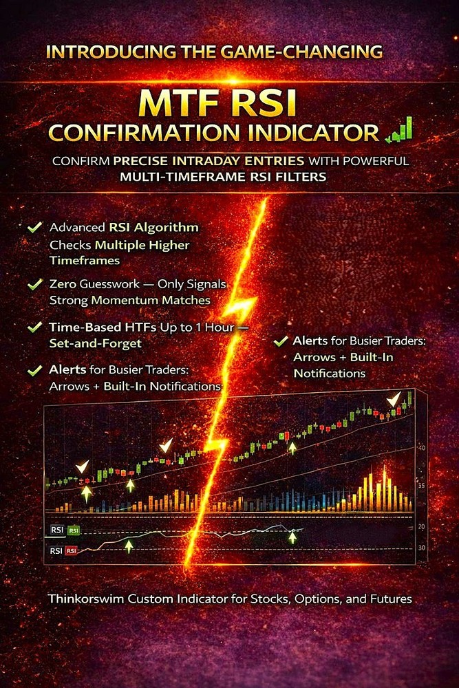 Thinkorswim Thinkscript Code, Multi-Timeframe RSI Indicator, 2 HTF Confirmation