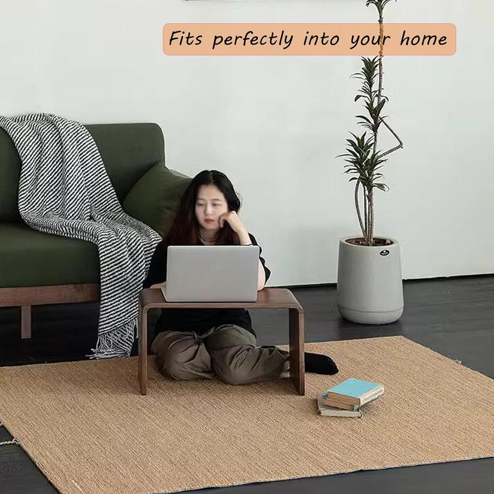 C Shaped End Table Solid Wood Sofa Side Table Couch Bed & Living Room