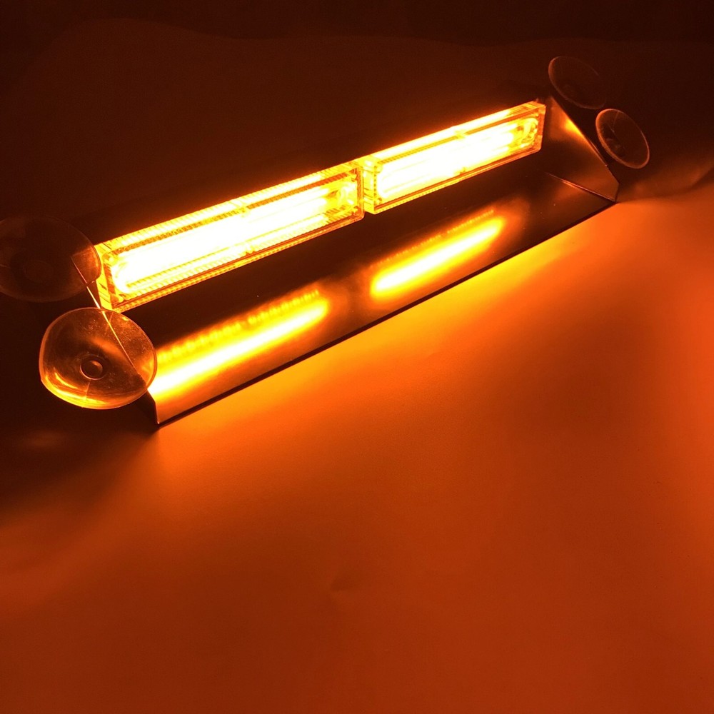 12-24V Cob Led Emergency Warning Hazard Flash Strobe Beacon Dash Light Bar Amber