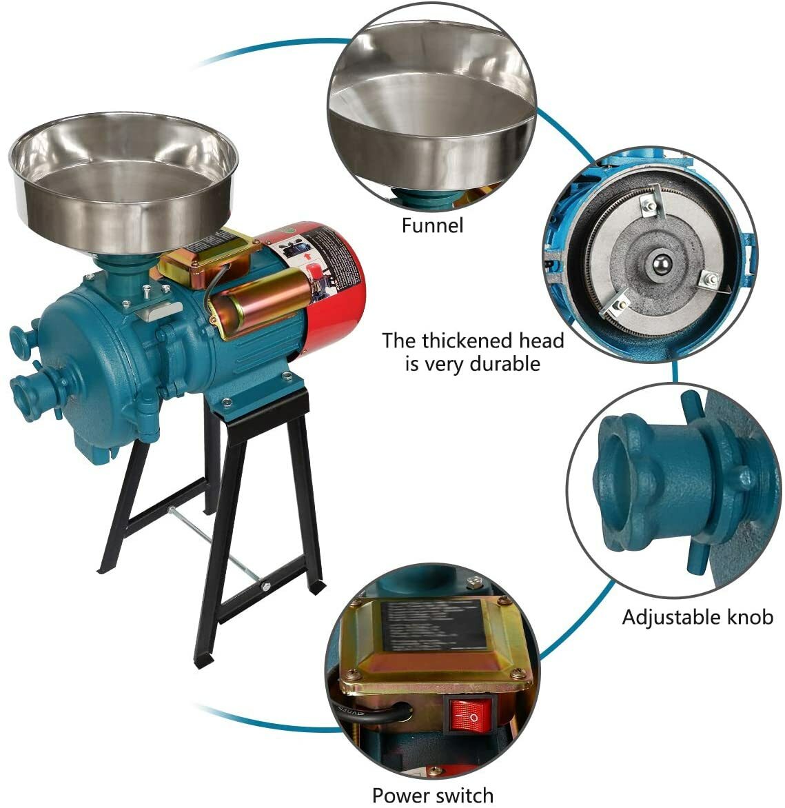 3000W Electric Grinder Mill Dry Feed/Flour Mill Cereals Grain Corn Wheat 110V