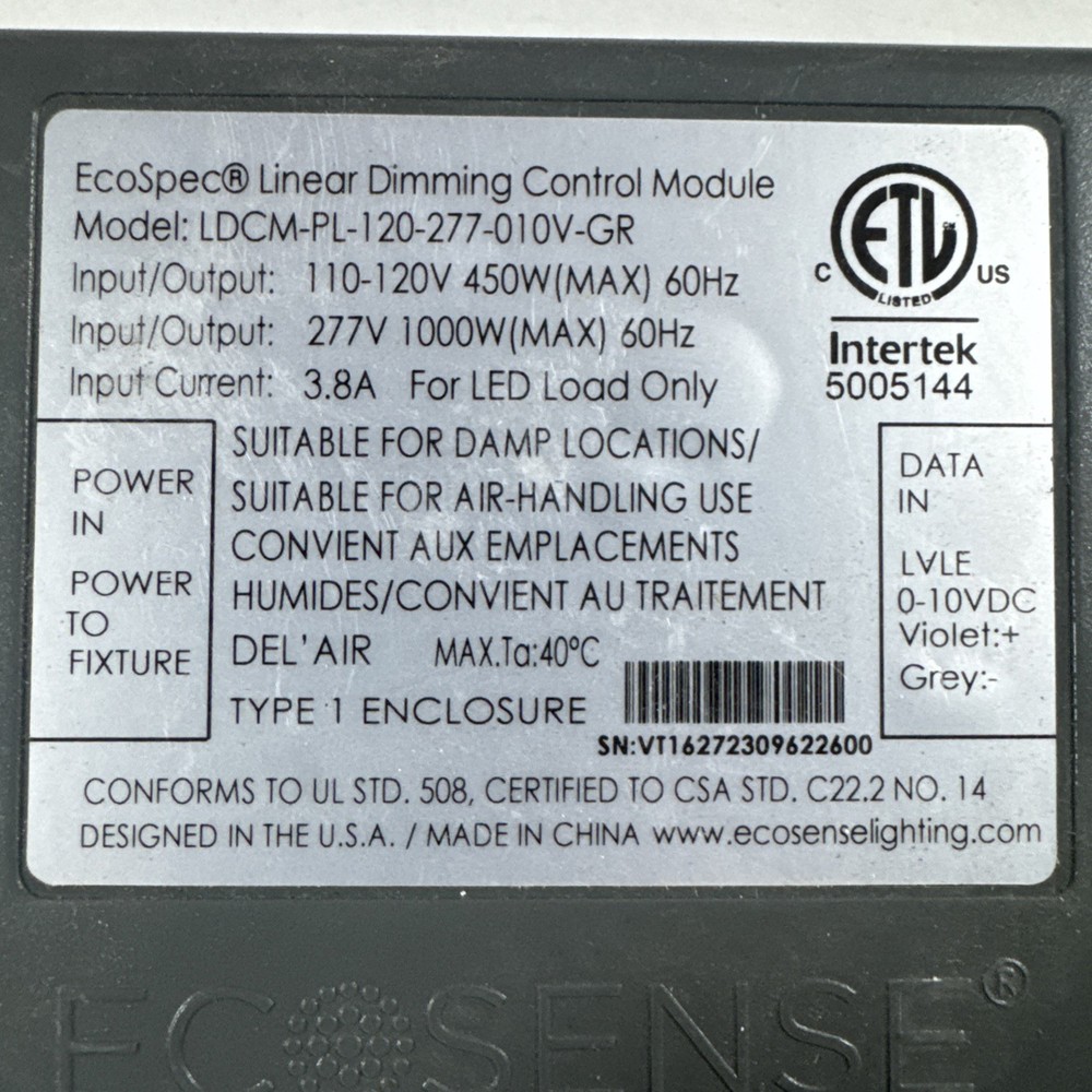 Ecosense EcoSpec Linear Dimming Control Module LDCM-PL-120-277-010V-GR