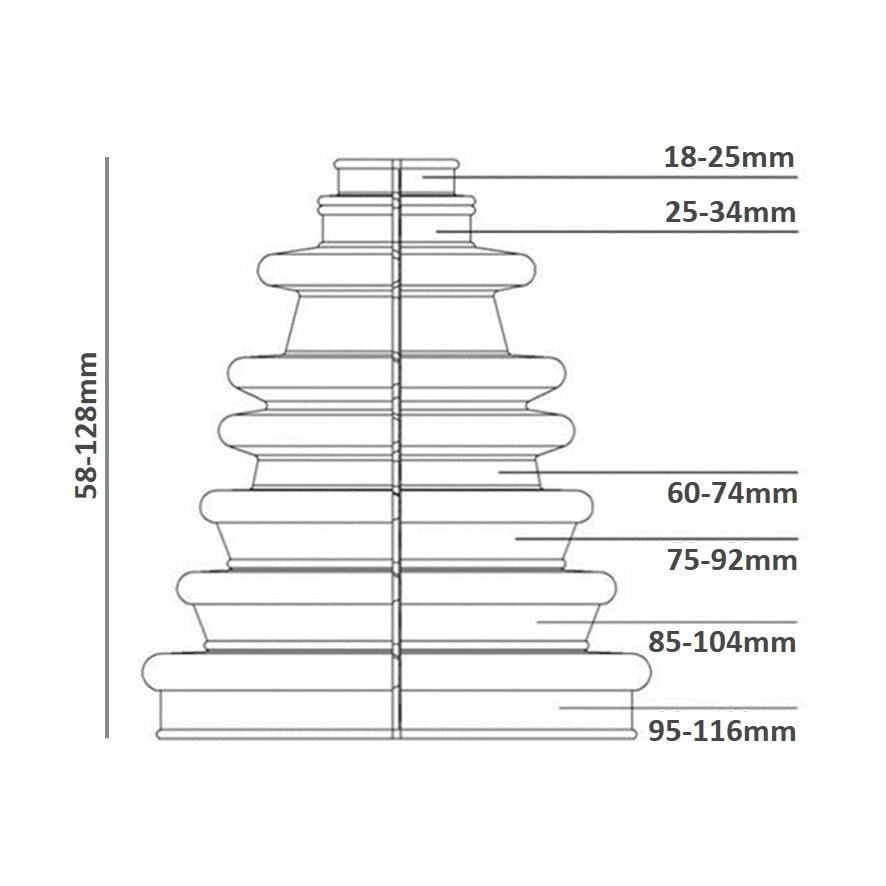 CVS18 Universal Split Constant Velocity Joint Gaiter Boot Replacement Kit, Black