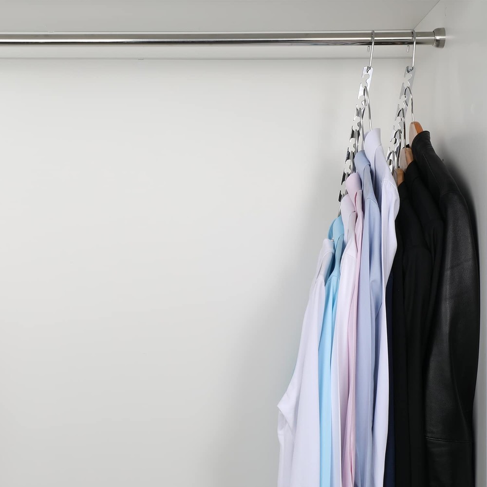Magicool 8 Pack Metal Magic Cascading Hanger Space Saving Hangers Closet Orga...