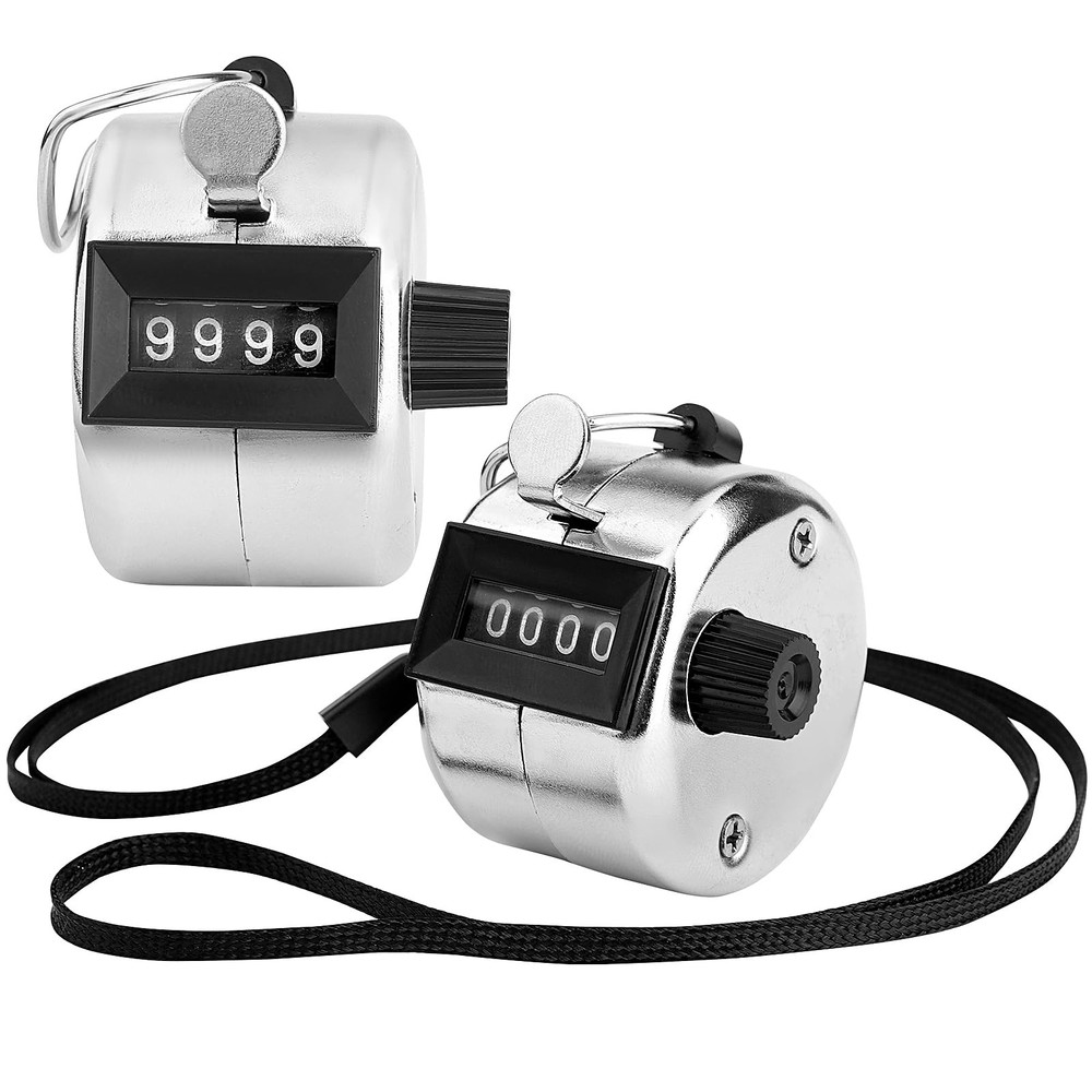 2 Pack Hand Tally Clicker Counter - 4 Digit Mechanical Clickers for Counting