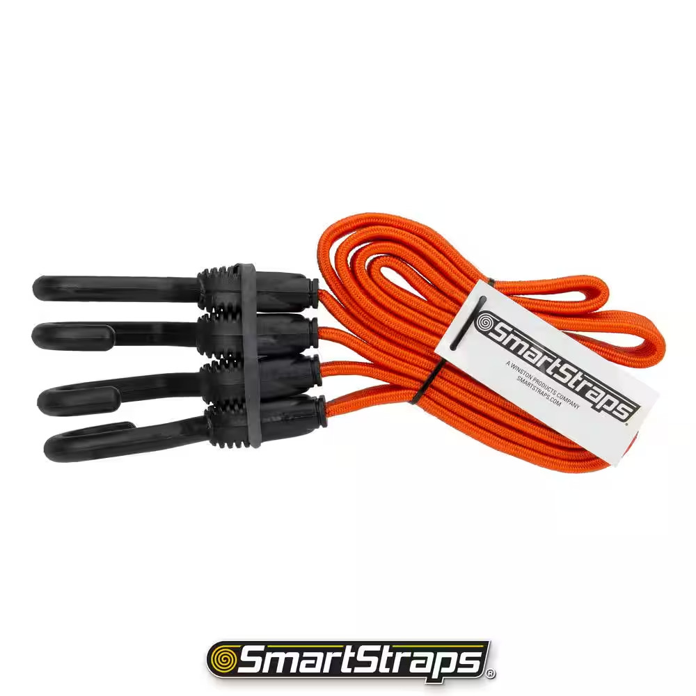 36 In. Orange Flat Strap Bungee Cord with Hooks - 2 Pack