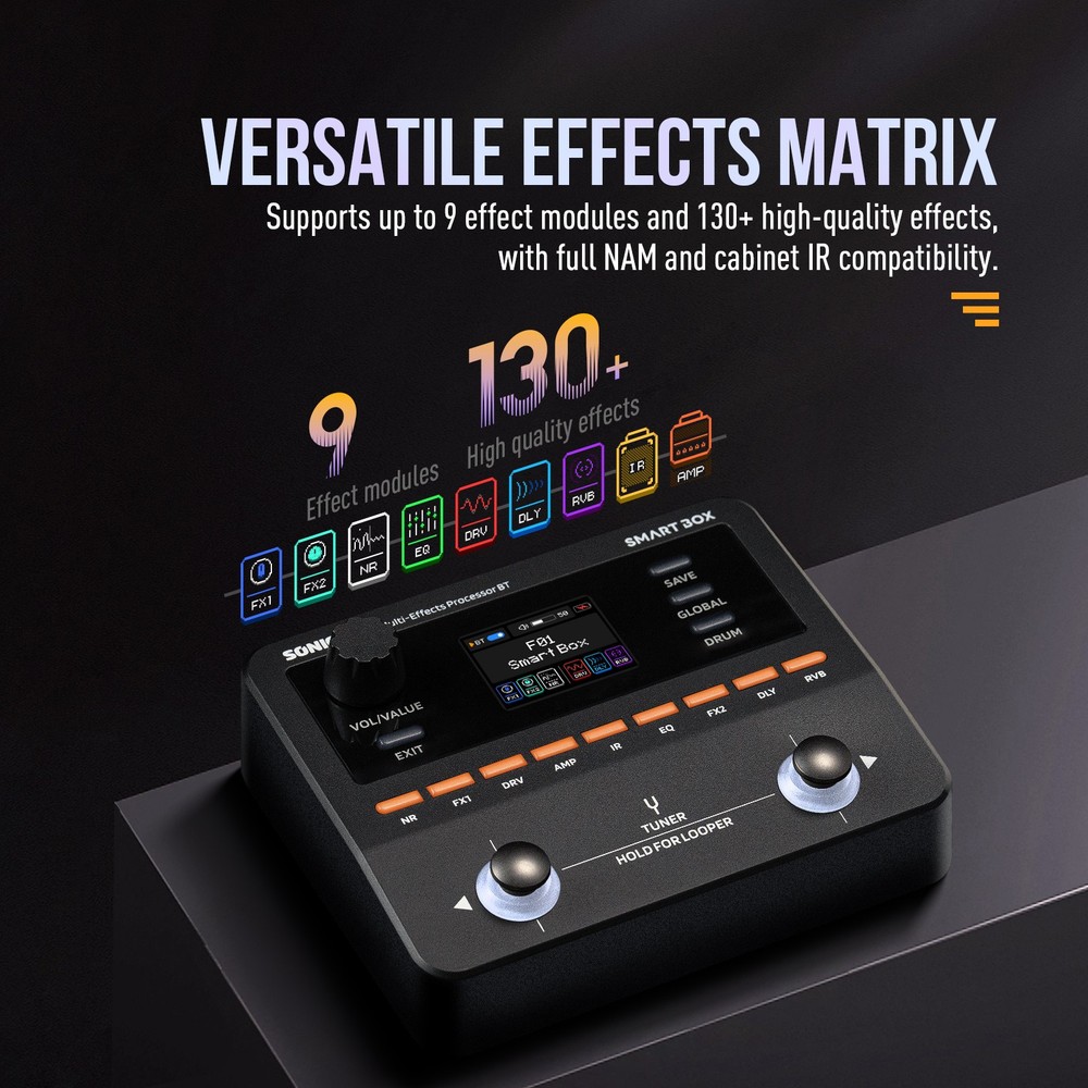 SONICAKE Smart Box Multi-Effects Processor for Guitar/Bass 130+ Effects, NAM/IR