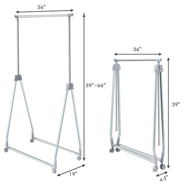 Extendable Garment Rack, Heavy Duty Foldable Clothes Rack with Adjustable Han...