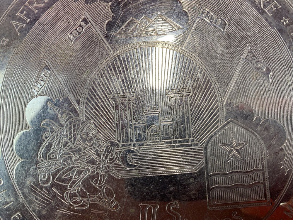 Original WW2 US Army Engineers Engraved Souvenir Plate Service In Africa