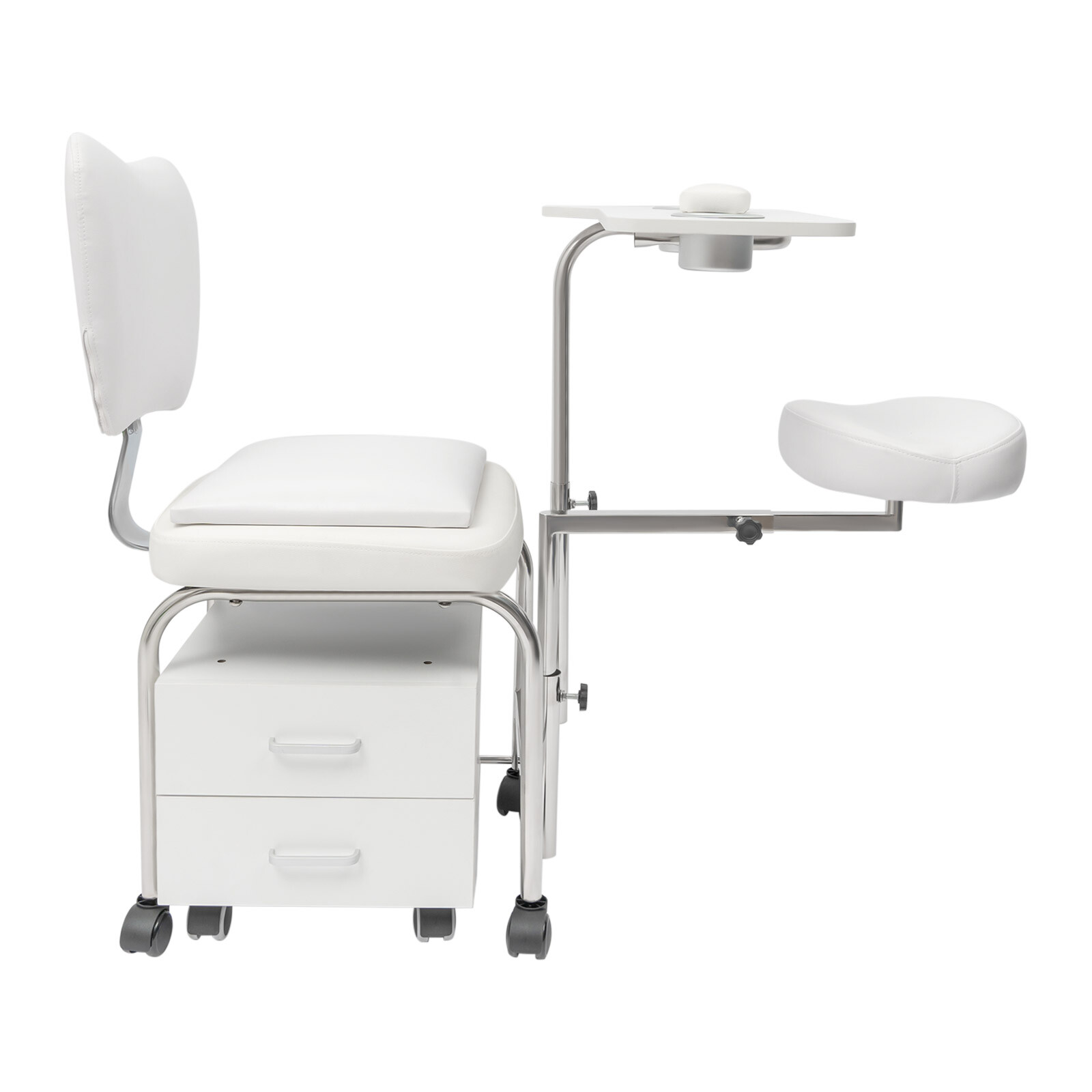 Manicure Pedicure Chair Nail Table Trolley, Adjustable Nail Desk Workstation