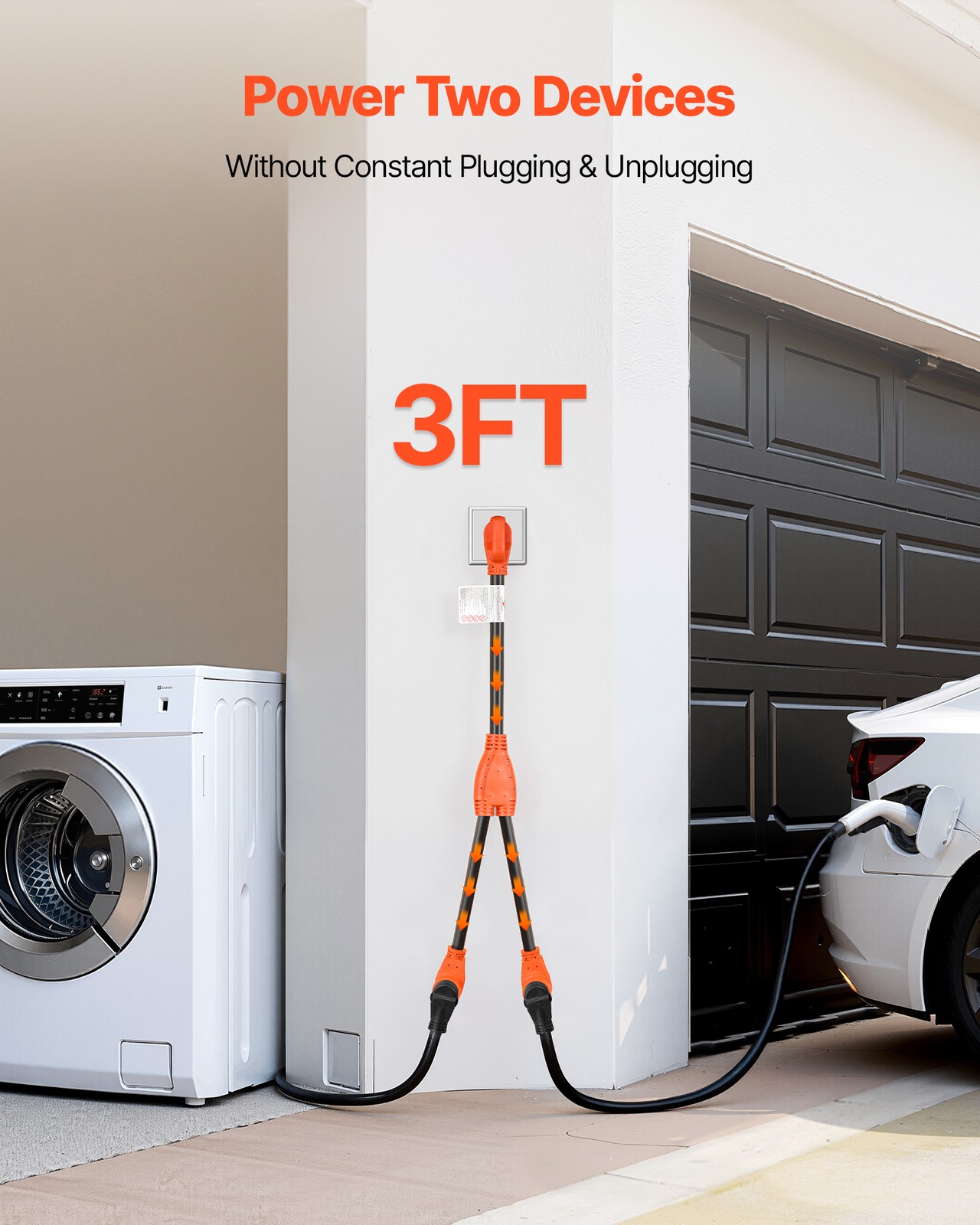 VEVOR Y Splitter Adapter Cord 50 Amp NEMA 14-50 4 Prong 240V Splitter for RV EV