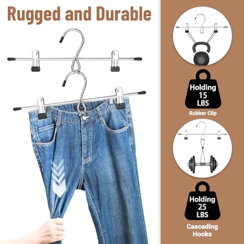 Pants Hangers Space Saving,Stackable Skirt Hangers with Clips, Hanging 8pack