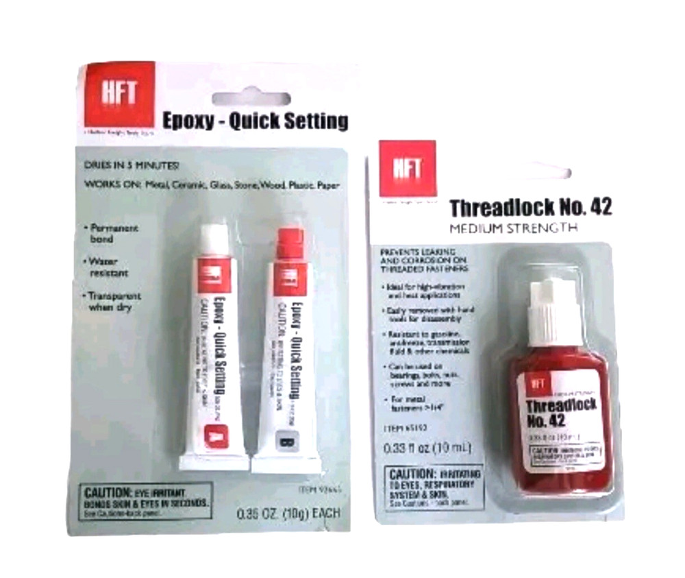 HFT Quick Setting Epoxy And HFT Threadlocker, No. 42, 10 mL Medium Strength