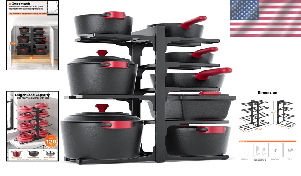 Heavy Duty Adjustable Pot Rack - Effortless Kitchen Organization Made Simple