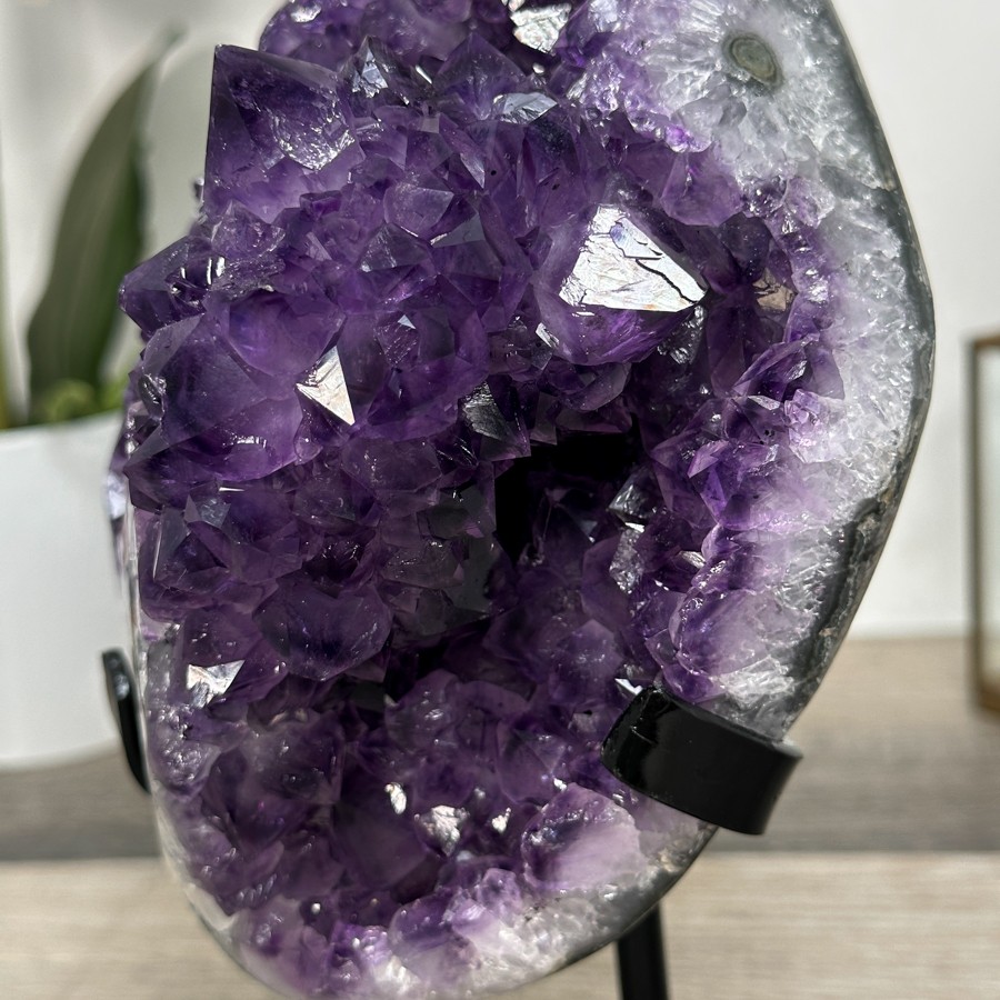 Amethyst Crystal Cluster Geode with Quartz Shell. MWS2636