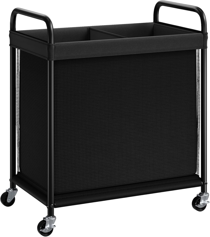 Laundry Hamper 3 Section 120L Rolling Laundry Sorter W/ Removable Liner Bag