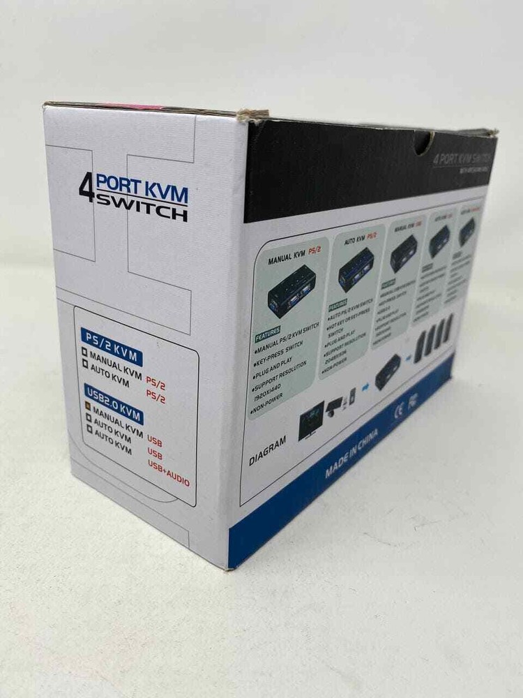 Mt-ViKi 4 Port KVM Switch with 4PC KVM Cable Open Box