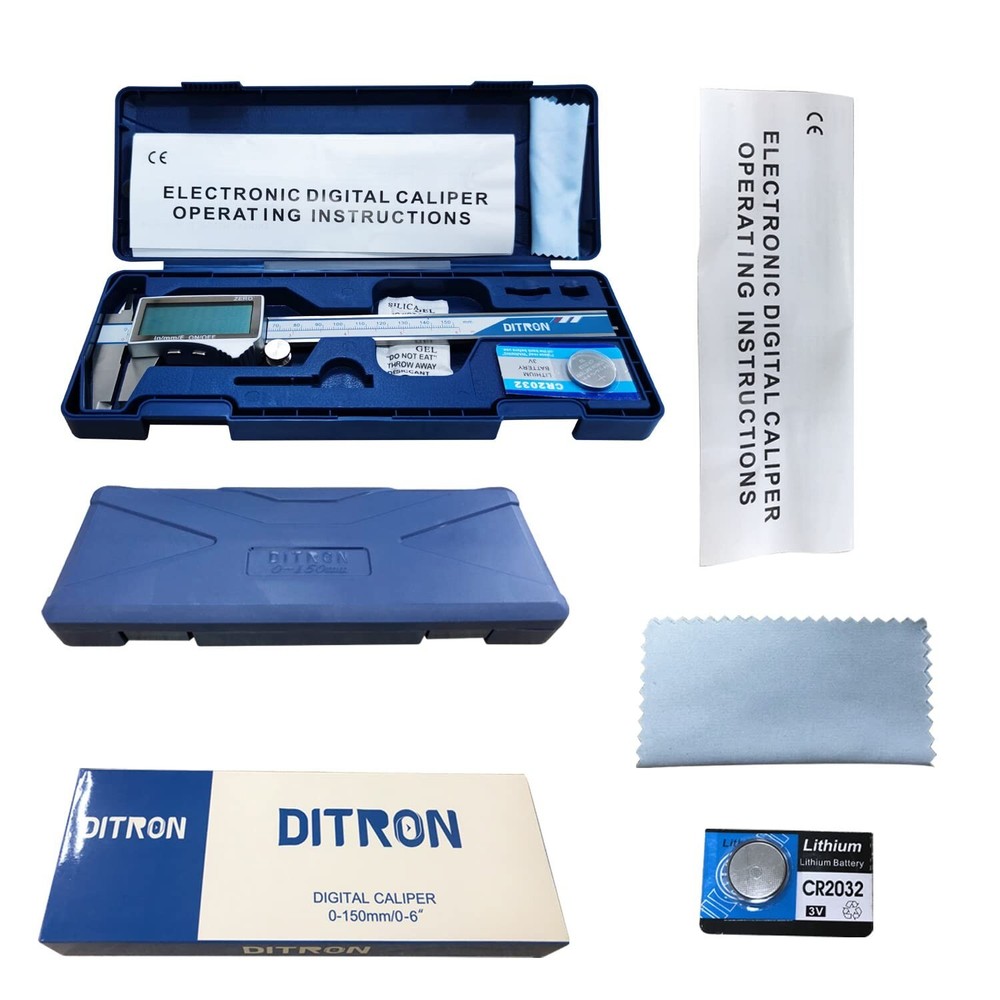 Digital Calipers, DITRON 6" Vernier Caliper- Electronic Micrometer with Large...
