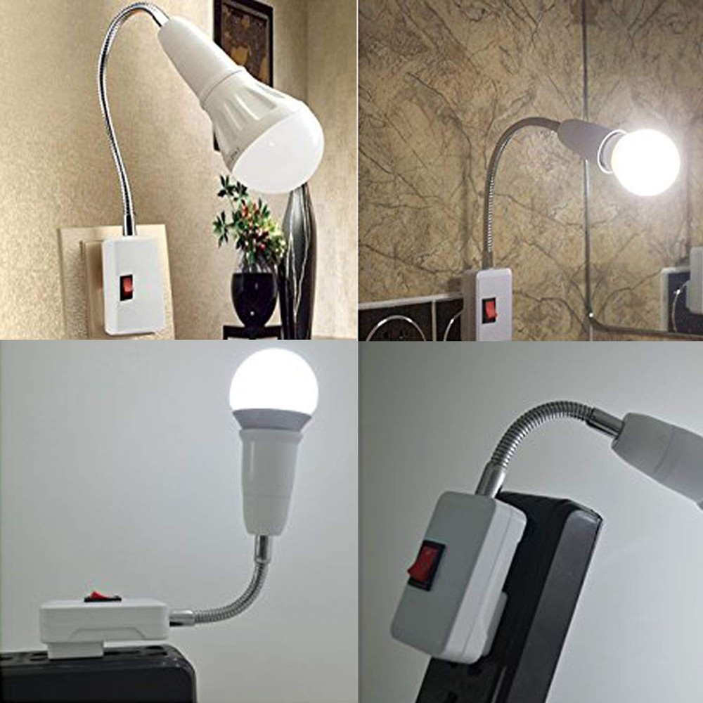 ELECTOP E27 Socket Adapter with On/Off Switch to US Plug,Flexible Extension...