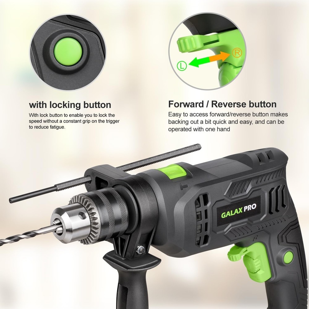 Dual-Function Hammer & Drill with 5pcs Bit