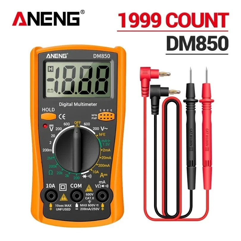 LCD Digital Multimeter Voltmeter Ammeter Ohmmeter Volt AC DC Tester Leads Meter