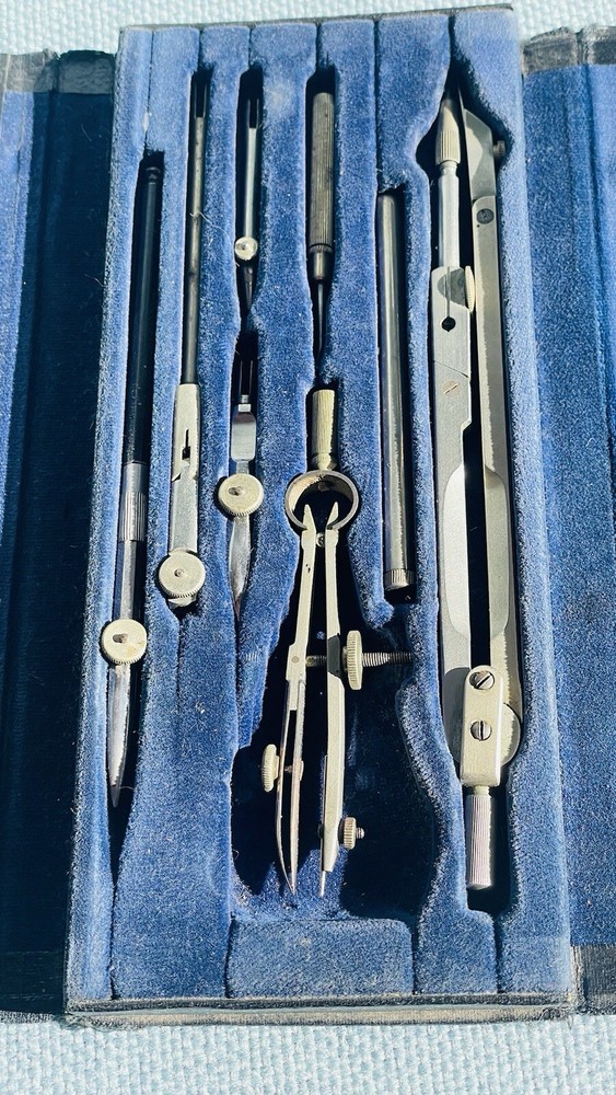 vintage technical drawing compass set By A.Clarkson&Co Excellent Condition