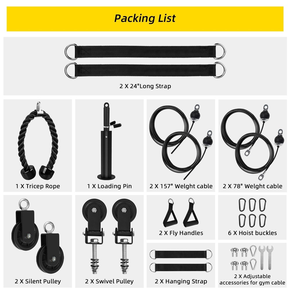 LAT Pulldown Pulley System for Home Gym Cable Machine Pulley Attachment Set P...